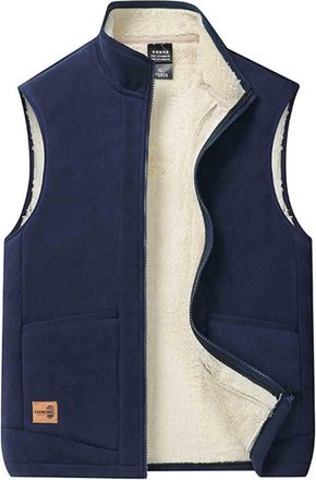 Generic Gilet for Men - Fleece Lined Quilted Gilets, Body Warmer Outerwear, Fuzzy Fluffy Winter Thermal Jacket, Sleeveless Lightweight Vest, Soft Cozy Stand C