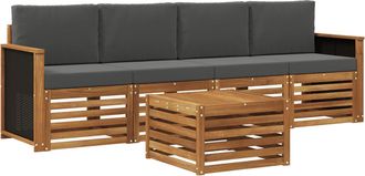 vidaXL Conjunto De Sof&aacute;s De Exterior 5 Uds. Natural Y Antracita Vidaxl