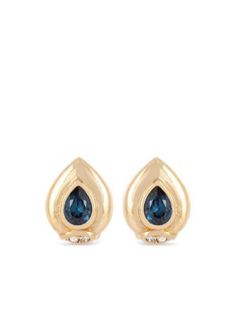 Dior 1980s pre-owned crystal clip-on earrings - Gold