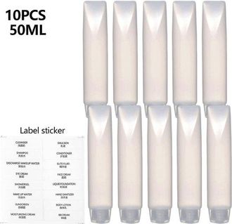 OEM 10 Unidades De 50 Ml, Botellas De Pl&aacute;stico Transparentes Vac&iacute;as Para Viaje, Tubos De Llenado Exprimibles Para Champ&uacute;, Loci&oacute;n, Cremas Y Cosm&eacute;ticos