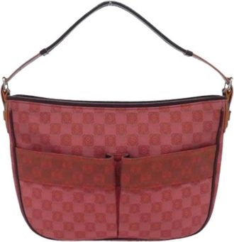 Loewe Pre-owned Shoulder Bags, female, Red, Size: ONE SIZE Pre-owned Anagram Canvas Shoulder Bag