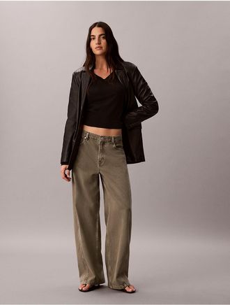 Calvin Klein Jeans Calvin Klein Womens Twisted Seam Low Rise Baggy Jeans - Green - 25W x 31L