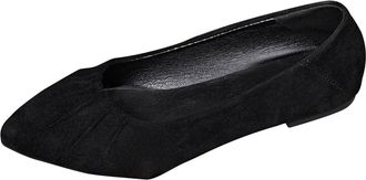 Generic Flat Shoes for Women Casual Pointed Toe Pumps Stylish Classic Front Pleated Breathable Elegant Comfy Slip On Ballet Flats Outdoor Work Black