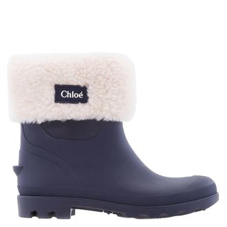 Chlo&eacute; Girls Faux Fur-Trim Rubberized Boots