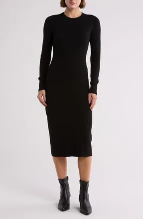 Nordstrom Rack Long Sleeve Rib Sweater Dress in Black at Nordstrom Rack, Size X-Small