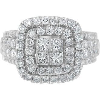 House of Brilliance 14KT White Gold 2 1/4 Cttw Round and Princess Diamond Ring at Nordstrom, Size 7.5