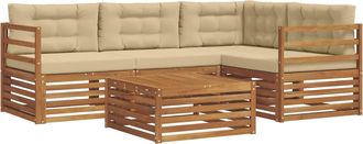 vidaXL Conjunto De Sof&aacute;s De Exterior 5 Uds. Natural Y Beige Vidaxl