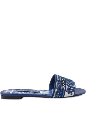 Dolce & Gabbana embroidered-logo sandals - Blue
