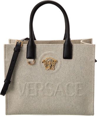 Versace La Medusa Canvas & Leather Tote