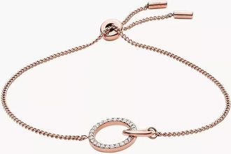 Fossil Womens Rose Gold Stainless Steel Chain Bracelet