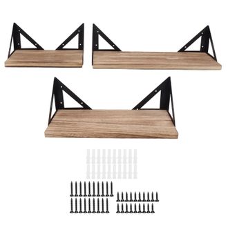 OEM 3 Estantes Flotantes De Madera Para Pared Con Soporte Triangular De Hierro, Para Sala De Estar, Dormitorio U Oficina