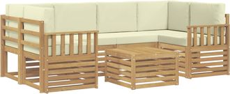 vidaXL Conjunto De Sof&aacute;s De Exterior 7 Uds. Blanco Y Crema Poli&eacute;ster Vidaxl