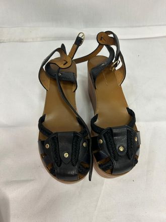 Isabel Marant &Eacute;toile Zia Wedge Sandals in Black Leather