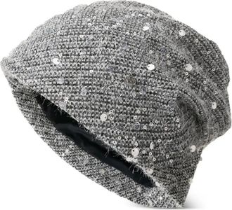 Maison Michel Berretto con paillettes - Grigio