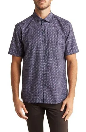 WESTZEROONE Alvin Floral Print Short Sleeve Button-Up Shirt in Navy at Nordstrom Rack, Size X-Large