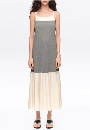 Bimba & Lola A-line Two-Material Midi Dress in Melange Grey at Nordstrom, Size Xx-Small