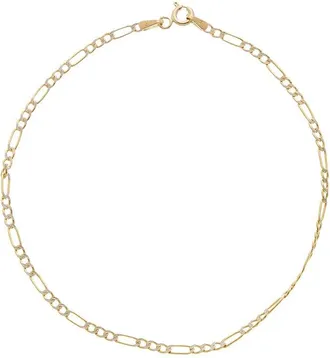 Italian Gold, Inc 10K 2.25Mm Pave Semi-Solid Figaro Anklet
