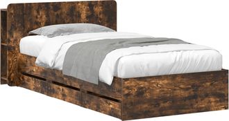 vidaXL Estructura De Cama Con Almacenamiento Y Cabecero Roble Ahumado Vidaxl