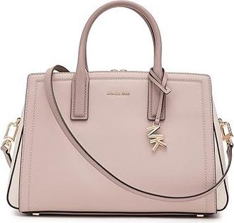 Michael Kors Laila Medium Satchel Satchel Womens Handbags Soft Pink/Light Cream/Fawn, Leather