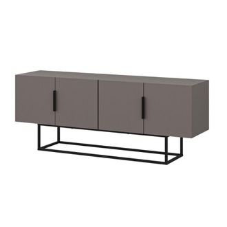 Calicosy Mueble de TV 4 Puertas y Patas de Metal - L140 cm - Marr&oacute;n