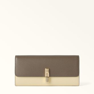 Furla Iride Continental Wallet Xl Muddy Gray Grey Textured Leather Woman
