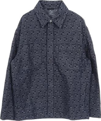 Fendi jacquard denim jacket - Blue