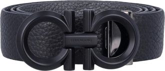 Ferragamo Omkeerbare Dubbele Gancini Leren Riem - Heren - Riemen - Zwart - 95 CM - Leer - Accessoires