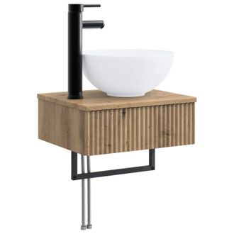 vidaXL Lavabo De Lavado Montado En La Pared Roble Artisan Vidaxl
