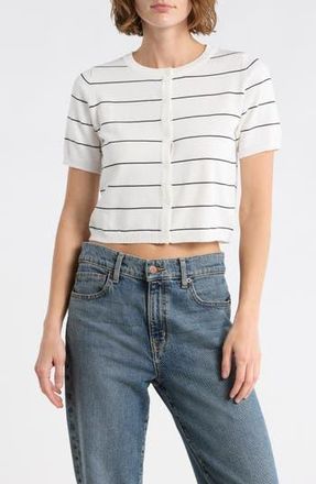 Blu Pepper Short Sleeve Cardigan in Ivory at Nordstrom Rack, Size Medium