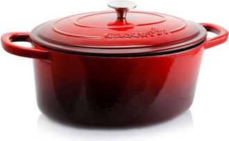 Crock-pot 7 Quart Oval Enameled Cast Iron Dutch Oven in Red at Nordstrom