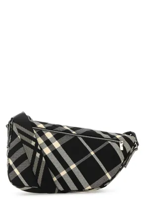 Burberry Black Embroidered Fabric Shield Crossbody Bag