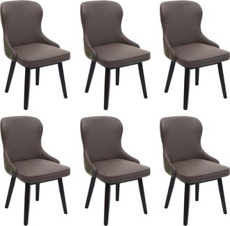 Hhg Hhg - Nunca Usado] Lote De 6 Silla De Comedor 713, Silla Tapizada Silla De Cocina Sill&oacute;n Silla, Tela/textil Madera Maciza, Verde Oscuro-gris