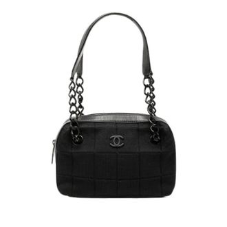 Chanel Pre-owned Quilted Cotton Shoulder Bag - Dames - Pre-owned - Zwart - Maat: ONE Size Katoen