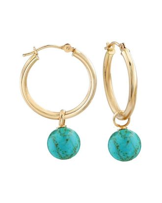 Liv Oliver 18K Plated 11.70 Ct. Tw. Turquoise Drop Hoops