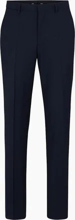 HUGO BOSS Mens Solid Patterned Flat Front Straight Leg Trousers - Navy - Size: 36W r