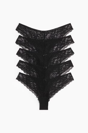 H&M 5er-Pack Brazil Slips aus Spitze - Schwarz
