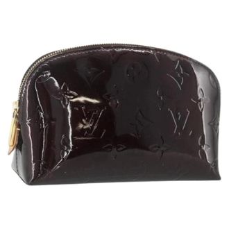 Louis Vuitton Pre-owned Clutches, female, Purple, Size: ONE SIZE Pre-owned Vintage Amarante Patent Leather Cosmetic Pouch