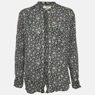 Isabel Marant Dark Green Printed Crepe Top XL
