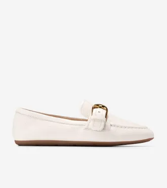 Cole Haan Womens Grand Ambition Alette Buckle Loafers - White Size 10.5