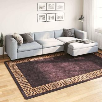 vidaXL Vidaxl - Alfombra Lavable Antideslizante Negro Y Dorado 190x300 Cm