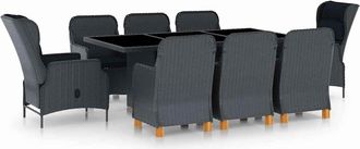 vidaXL Set Comedor Jard&iacute;n 9 Piezas Cojines Rat&aacute;n Sint&eacute;tico Gris Oscuro Vidaxl