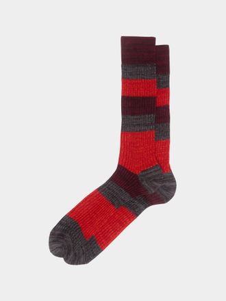Maria La Rosa Mens Ribbed Cashmere and Silk Striped Socks One Size