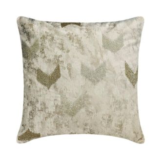 OEM Funda De Coj&iacute;n De Dise&ntilde;o Personalizado, Almohada Decorativa Jacquard De 20 X 20 Pulgadas En Color Marfil Con Detalles De Cuentas Y Estampado Abstracto
