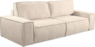 Vente-Unique Sof&aacute; cama de 3 plazas de tela bouclette beige AMELIA de PASCAL MORABITO