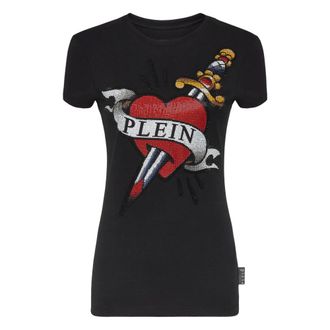 Philipp Plein Tops, Dames, Zwart, S, Katoen, Pure Love T-Shirt
