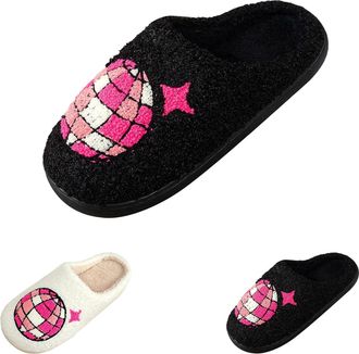 Generic Womens Indoor Slippers Printed Slippers Soft Sole Shinny Ball Printed Slipper Unisex Couple Slipper Thickened Sole House Shoes Cute Bedroom Sliders Fo