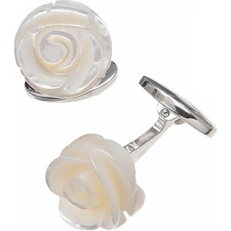 Jan Leslie Rose Carved Sterling Cufflinks in White at Nordstrom