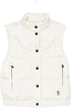 Moncler White Quilted Mock Collar Jacket