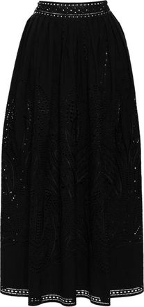 Alberta Ferretti Alberta Ferretti, Midi Skirts, female, Black, Size: S Black Lace Panel A-Line Skirt