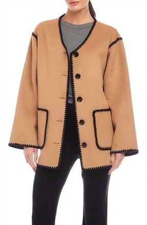 Fifteen Twenty Nico Contrast Stitchwork Jacket In Camel